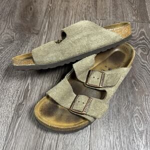 Birkenstock Arizona Olive Suede Leather Sandals Womens 37 EU / 6-6.5 US